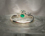 2ct Round Cut Green Emerald Diamond Trilogy Engagement Ring 14k WhiteGold Finish