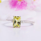 2ct Radiant Yellow Sapphire Engagement Ring Diamond Trilogy 14k White Gold Over