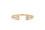 Open Stackable Wedding Band 0.7ct Baguette Cut Diamond 14k Yellow Gold Finish