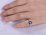 1.6ct Cushion Cut Blue Sapphire Diamond Accent Solitaire Ring 14k WhiteGold Over