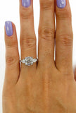 4Ct Cushion Cut Diamond Trilogy Engagement Ring 14K White Gold Over Pear Accents