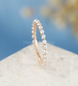 1.2ct Round Cut Moissanite Full Eternity Women Wedding Band 14k Rose Gold Plated