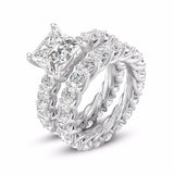 4Ct Princess Diamond Bridal Set Eternity Solitaire Ring Band 14K White Gold Over