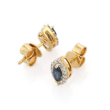 2.24ct Stud Earrings Marquise Cut Blue Sapphire Halo 14k Yellow Gold Finish