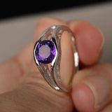 1ct Round Cut Purple Amethyst Split Shank Engagement Ring 14k White Gold Finish