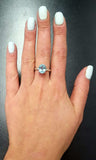 2ct Engagement Ring Oval Cut Blue Aquamarine Solitaire 14k White Gold Finish