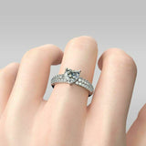 2Ct Heart Cut Diamond 3 Row Accent Solitaire Engagement Ring 14K White Gold Over