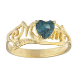 1ct Heart Cut London Blue Topaz Mom Mothers Day Ring 14k Yellow Gold Finish