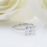 1.5ct Cushion Cut Diamond Engagement Ring Accents Solitaire 14k WhiteGold Finish