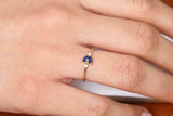 1ct Marquise Cut Blue Sapphire Minimalist Engagement Ring 14k Yellow Gold Finish