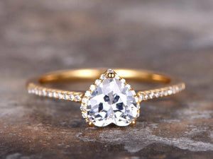 1.3ct Engagement Ring Heart Cut Diamond Halo Design 14k Yellow Gold Finish