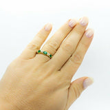 1.8ct Oval Cut Green Emerald Stylish Half Eternity Band 14k Yellow Gold Finish