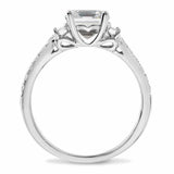 1.5ct Emerald Cut Diamond Accents Trilogy Engagement Ring 14k White Gold Finish