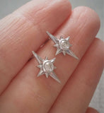 1.5Ct Round Cut VVS1 Diamond Star Celestial Stud Earrings 14K White Gold Finish