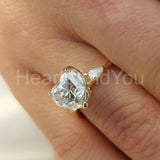 1ct Heart Simulated Diamond Three Stone Engagement Ring 14k Yellow Gold Plated