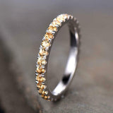 2ct Wedding Ring Band Round Cut Yellow Citrine Full Eternity 14k White Gold Over