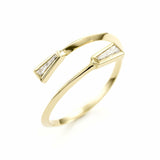 1ct Baguette Cut Diamond Minimalist ByPass Engagement Ring 14k Yellow Gold Over