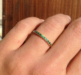 1.2ct Wedding Band Round Green Emerald Milgrain Stackable 14k Yellow Gold Finish