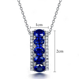 2.3ct Oval Cut Blue Sapphire Five Stone Pendant with Chain 14k White Gold Finish