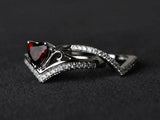 2ct Engagement Ring Heart Cut Red Garnet Bridal Set 14k White Gold Finish