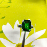 2ct Emerald Cut Green Peridot Braided Shank Solitaire Ring 14k White Gold Finish