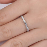 1.4ct Round Cut Diamond Bamboo Design Band Engagement Ring 14k White Gold Finish