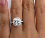 2.5Ct Cushion Cut VVS1/D Diamond Accent Halo Engagement Ring 14K White Gold Over