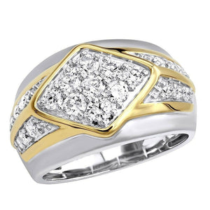 2.5Ct Round Cut Diamond Rhombus Design Men Engagement Ring 14K Dual Gold Finish