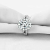 2.5ct Oval Diamond Engagement Ring Floral Cluster Split Band 14k White Gold Over