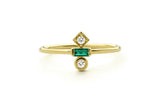 0.3ct Baguette Cut Green Emerald Minimalist Engagement Ring 10k Yellow Gold Over