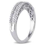 4Ct Baguette Cut Diamond Round Half Eternity Wedding Band 14K White Gold Finish