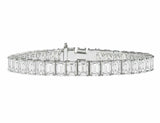 20Ct Emerald Cut Diamond Cocktail Women Tennis Bracelet 14K White Gold Finish