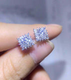 2ct Stud Earrings Round Cut Diamond Floral Halo Design 14k White Gold Finish