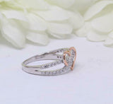 1.2ct Round Cut Diamond Engagement Ring Open Heart Infinity 14k Dual Gold Finish