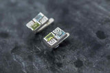 2ct Stud Earrings Emerald Cut Aquamarine Vintage Inspired 14k White Gold Finish