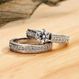 3Ct Round Cut Diamond Vintage Milgrain Bridal Wedding Set 14K White Gold Finish