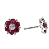 2Ct Round Cut Pink Ruby Diamond Floral Inspired Stud Earring 14K White Gold Over