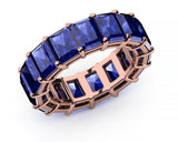 7ct Wedding Ring Band Radiant Cut Blue Sapphire Full Eternity 14k Rose Gold Over