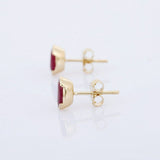 0.9ct Stud Earrings Oval Cut Pink Ruby Solitaire Design 14k Yellow Gold Finish