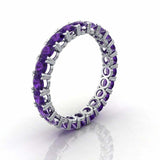 2.5ct Round Purple Amethyst Wedding Band Iced Full Eternity 14k White Gold Over