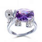 2ct Oval Cut Purple Amethyst Engagement Ring 14k White Gold Over Elephant Design