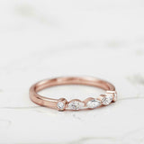 Dainty Stackable Wedding Band 0.75ct Marquise Cut Diamond 14k Rose Gold Finish