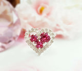 3ct Round Pink Sapphire Unique Heart Design Engagement Ring 14k White Gold Over