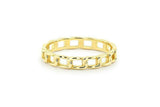 Open Cuban Link Engagement Ring 14k Yellow Gold Finish