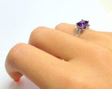 2ct Engagement Ring Emerald Cut Purple Amethyst Split Band 14k White Gold Finish