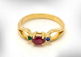 1.2ct Oval Cut Pink Ruby Trilogy Split Band Engagement Ring 14k Yellow Gold Over