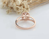 1.7ct Oval Peach Morganite Engagement Ring Split Shank Halo 14k Rose Gold Finish