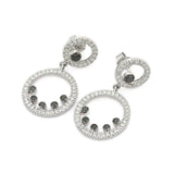 2.1ct Drop Earrings Round Cut Black Diamond Disc Cocktail 14k White Gold Finish