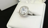 3.4ct Cushion Cut Diamond Engagement Ring Cocktail Halo 14k White Gold Finish