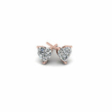 0.5ct Heart Cut VVS1 D Diamond Love Design Stud Earring 14k Rose Gold Finish